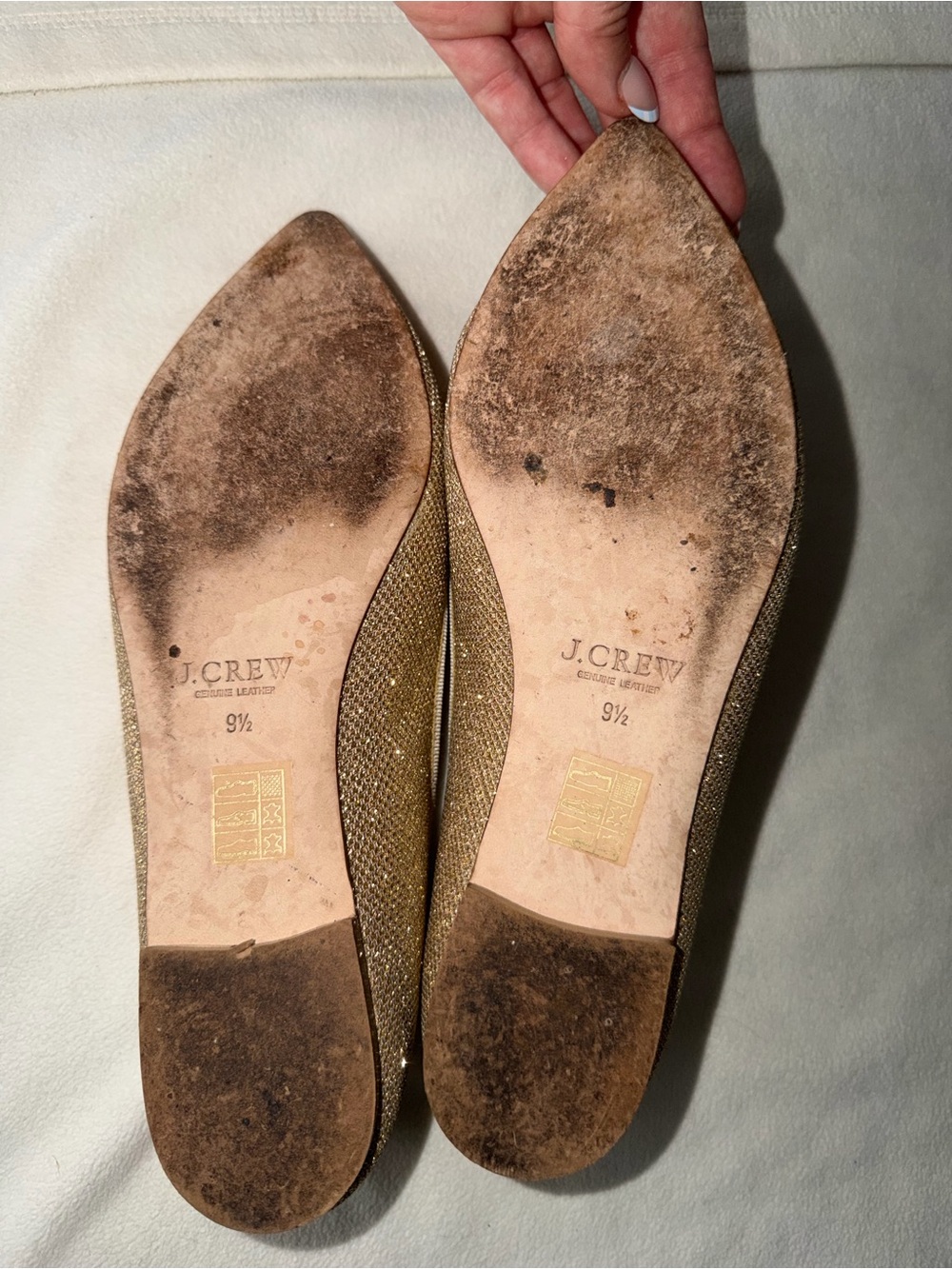 J. Crew Gold Gemma Glitter Ballet Flats with Bow Accent - Picture 5 of 5